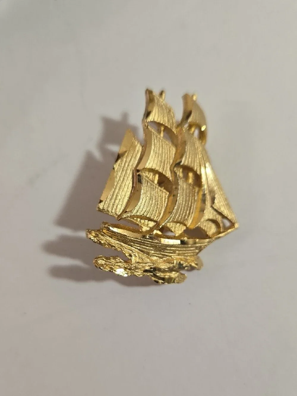 Gold Ship Brooch Pin